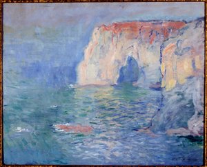 Etretat, la manneporte, reflecties op het water door Claude Monet