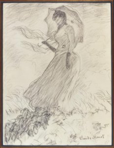 Vrouw met parasol door Claude Monet