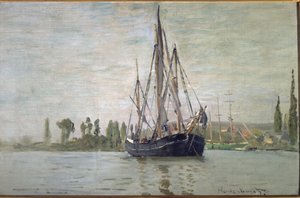 Franse chase-maree voor anker (bij Rouen)