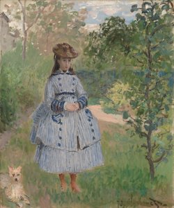 Meisje met hond door Claude Monet