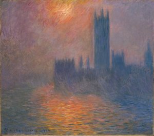 Houses of Parliament, zonsondergang door Claude Monet