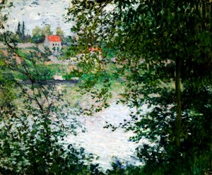 Ile de La Grande Jatte door de bomen, 1878 door Claude Monet