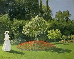 Jeanne Marie Lecadre in de tuin door Claude Monet