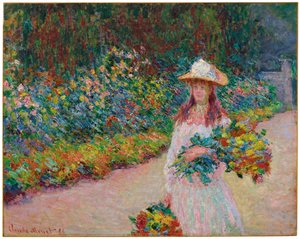 Jong meisje in de tuin van Giverny door Claude Monet