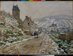 De weg naar Vétheuil, winter door Claude Monet