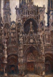 De kathedraal van Rouen, het portaal frontaal gezien, bruine harmonie