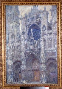 De kathedraal van Rouen, het portaal, grijs weer, harmonie in grijs door Claude Monet
