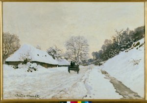 De kar. Weg onder de sneeuw in Honfleur