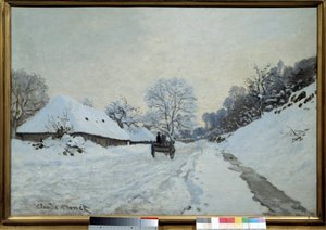 La charrette, route sous la neige à Honfleur in 1867