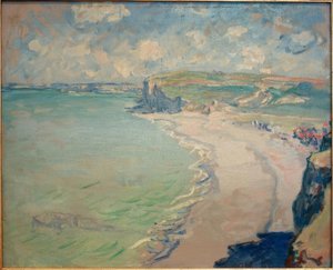 Het strand van Pourville door Claude Monet