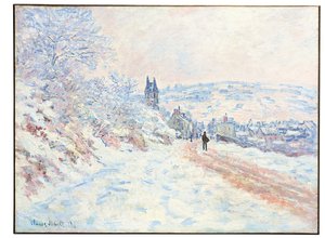 De weg naar Vétheuil, sneeuw effect, 1879 door Claude Monet