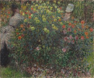Dames in bloemen door Claude Monet