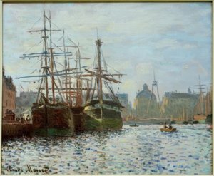Het Handelsbassin, Le Havre door Claude Monet