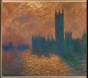 London Parliament, stormachtige lucht (olieverf op doek)