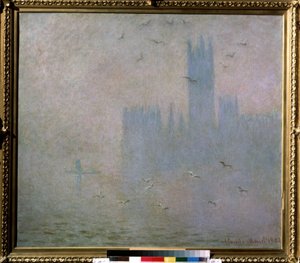 Meeuwen. De Theems in Londen. Het Parlement door Claude Monet