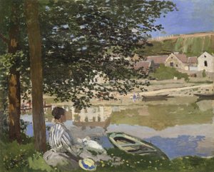 Aan de oever van de Seine, Bennecourt, 1868 door Claude Monet