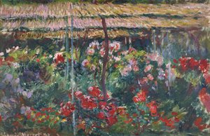 Pioenrozentuin, 1887 door Claude Monet