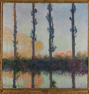 Populieren, of de vier bomen (schilderij op doek) door Claude Monet