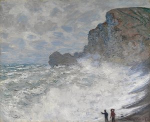 Ruw weer in Étretat door Claude Monet