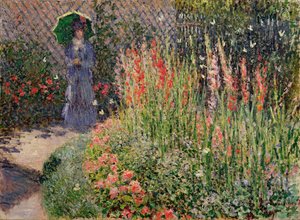 Ronde bloembed (Corbeille de fleurs), 1876 door Claude Monet