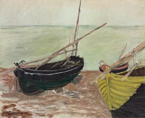 Studie van Boten op het Strand van Etretat door Claude Monet