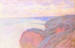 Op de klif bij Dieppe, bewolkte lucht door Claude Monet