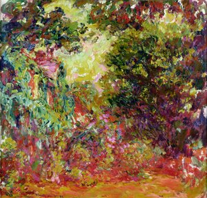 Het huis van de kunstenaar vanuit de rozentuin door Claude Monet