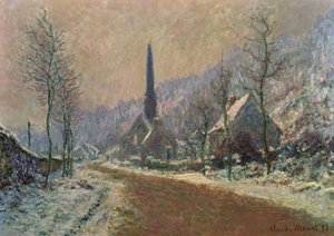 De kerk van Jeufosse in de winter door Claude Monet