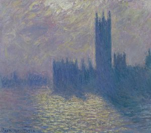 Het Parlement, stormachtige lucht, 1904 door Claude Monet