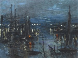 De haven van Le Havre, nacht effect