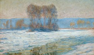 De Seine bij Bennecourt, winter door Claude Monet