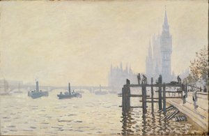 De Theems onder Westminster ... (olieverf op doek) door Claude Monet