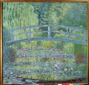 De voetbrug en de waterlelievijver door Claude Monet