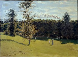 Trein in het landschap door Claude Monet