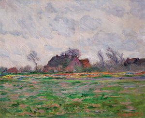 Tulpenvelden bij Leiden door Claude Monet