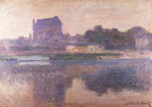 Vernon kerk in mist, 1893 door Claude Monet