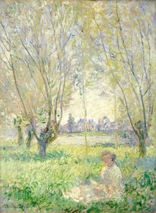 Vrouw zittend onder de Wilgen door Claude Monet