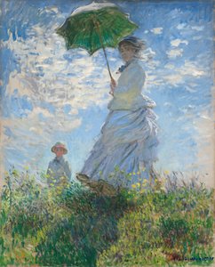 Vrouw met een Parasol - Madame Monet en Haar Zoon door Claude Monet