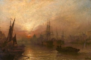 Het Bekken van de Theems, over Londens Stille Snelweg, 1890 door Claude T. Stanfield Moore