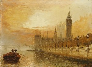 Uitzicht op Westminster vanaf de Theems