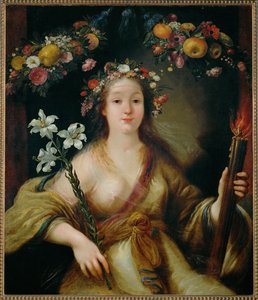 Flora ... (schilderij op doek) door Claude Vignon