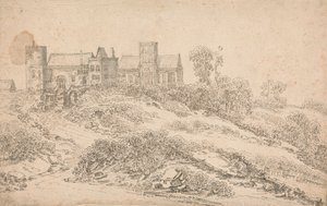 Een Tudor Landhuis en Kerk door Claude de Jongh