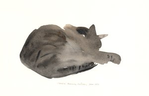 Slapende kat, 1985 door Claudia Hutchins Puechavy