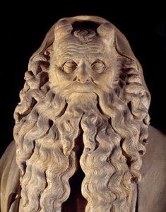 Vlaamse gotische kunst: de profeet Mozes (detail van de sokkel)