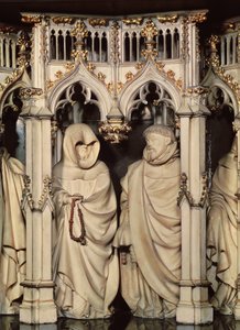 Het graf van Filips de Stoute (1342-1404) detail van twee rouwenden, uit de kerk van Chartreuse in Champmol door Claus and Marville Jean de (d.1389) Sluter