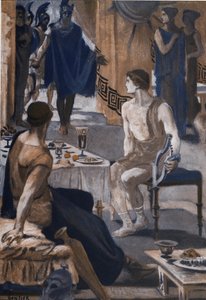Achilles ontvangt de gezanten van Agamemnon. Illustratie door Clement Gontier (1876-1918) voor Homere
