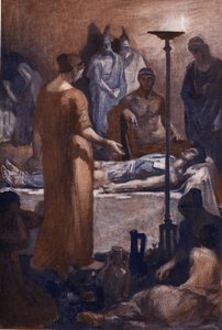 De klacht van Briseis (bij het zien van de wonden van Patroclus). Illustratie door Clement Gontier (1876-1918) voor Homeros