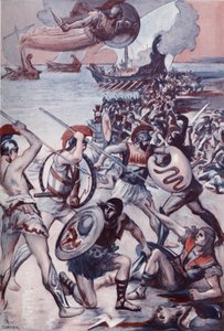 De strijd rond het lichaam van Patrocles. Illustratie door Clement Gontier (1876-1918) voor Homere