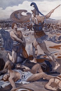 De dood van Patroclus: Hector doodt Patroclus. Illustratie door Clement Gontier (1876-1918) voor Homeros