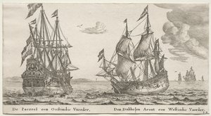 Verschillende schepen en uitzichten van Amsterdam (Verscheÿde Schepen en Gesichten van Amstelredam), Deel II: De Parel en Oost-Indiëvaarder, De Dubbele Adelaar, een West-Indiëvaarder